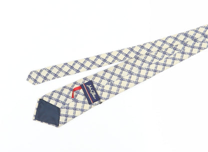 John Collier Men's Beige & Blue Checked Tie