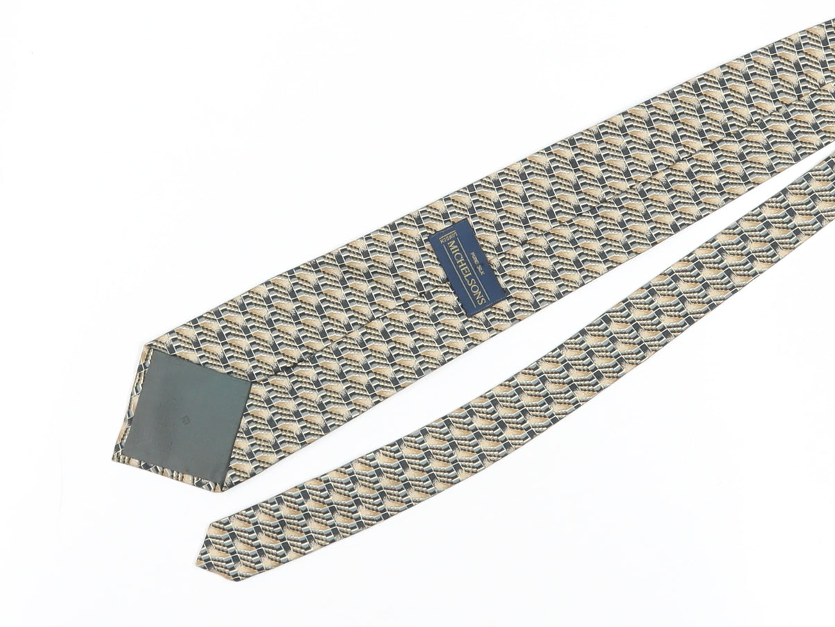 Michelsons Men's Silk Geometric Beige Designer Tie