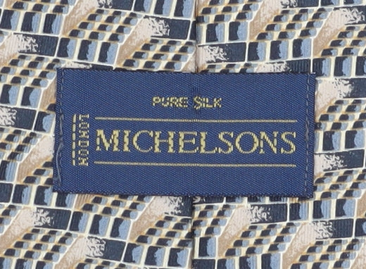 Michelsons Men's Silk Geometric Beige Designer Tie