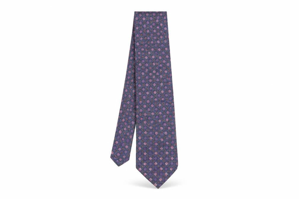 Mens Chatsworth Purple Geometric 100% Silk  Tie