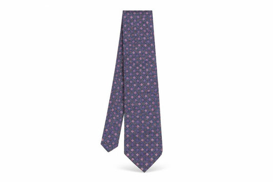 Mens Chatsworth Purple Geometric 100% Silk  Tie