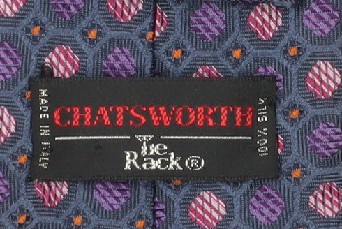 Mens Chatsworth Purple Geometric 100% Silk  Tie