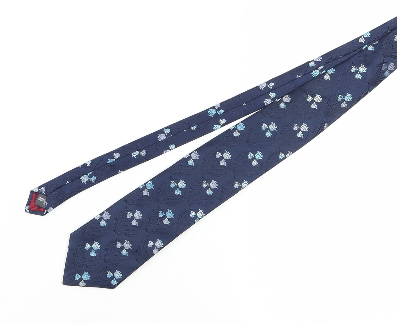 Marks and Spencer Men's Blue Floral Silk Tie
