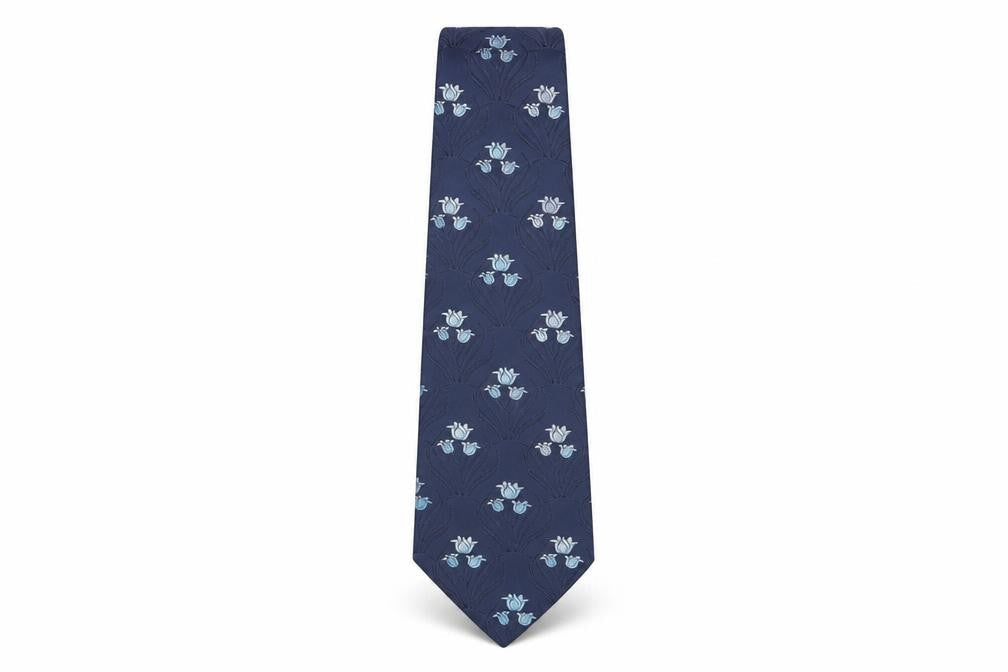 Mens Marks and Spencer Blue Floral 100% Silk  Tie
