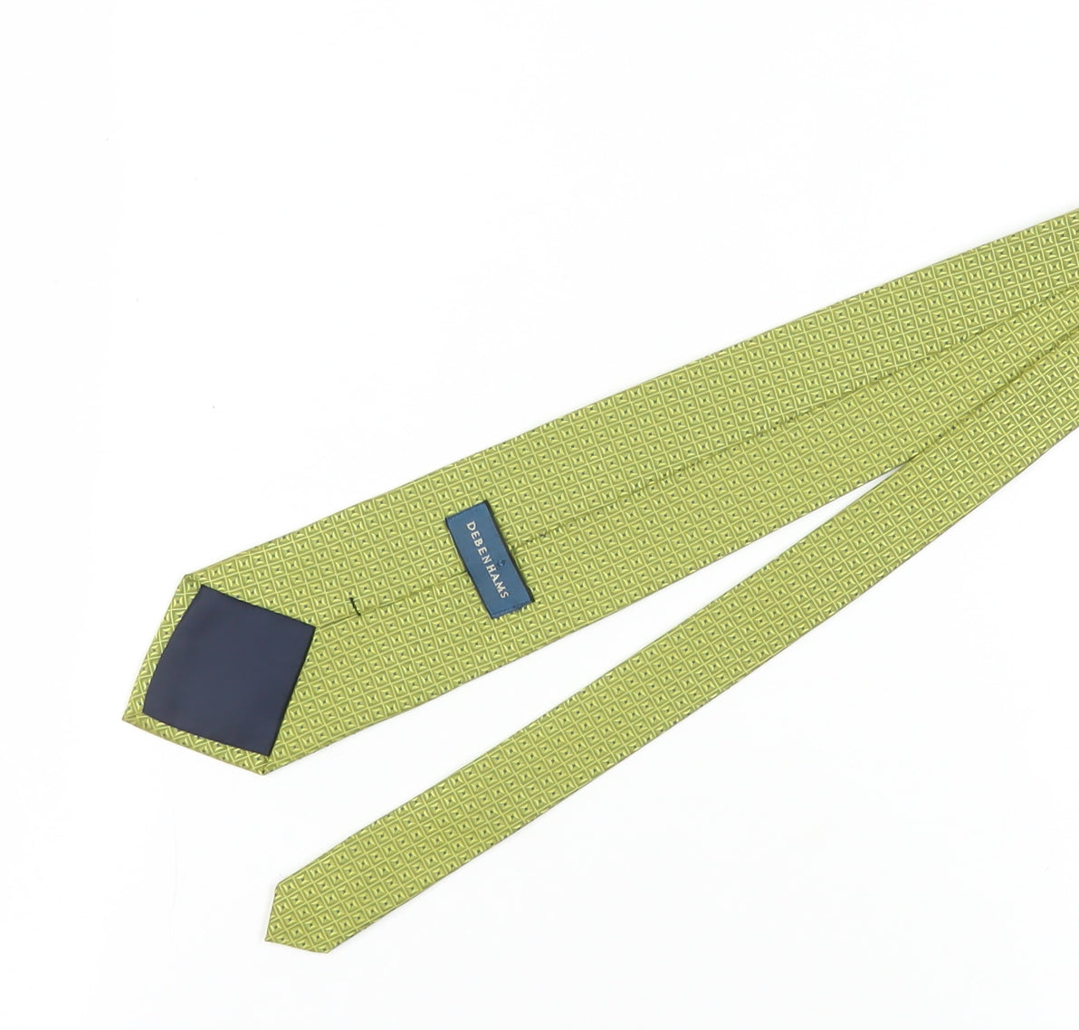 Mens Debenhams Green Geometric 100% Silk Slim Tie