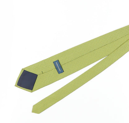 Mens Debenhams Green Geometric 100% Silk Slim Tie