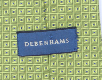 Mens Debenhams Green Geometric 100% Silk Slim Tie