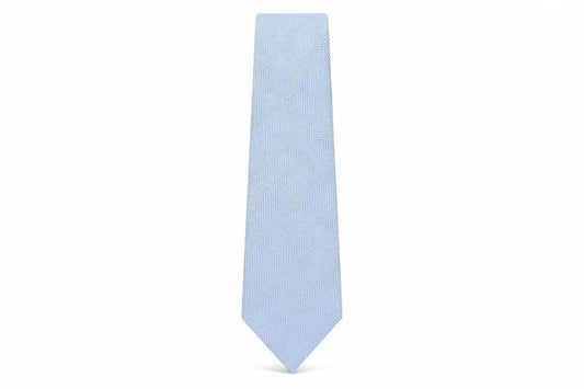 Front view of Van Gils Men's Blue Silk Herringbone Designer Tie