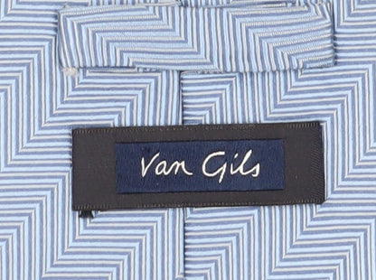 Van Gils Men's Blue Silk Herringbone Designer Tie