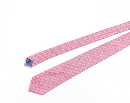 Mens Charles Tyrwhitt Pink Geometric 100% Silk Designer Tie