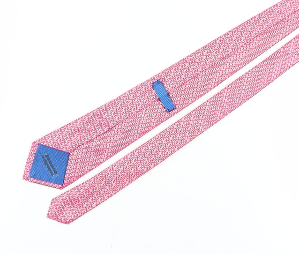 Mens Charles Tyrwhitt Pink Geometric 100% Silk Designer Tie
