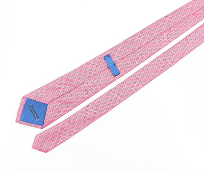 Mens Charles Tyrwhitt Pink Geometric 100% Silk Designer Tie