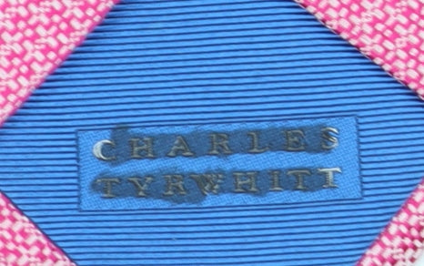 Mens Charles Tyrwhitt Pink Geometric 100% Silk Designer Tie