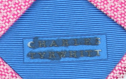 Mens Charles Tyrwhitt Pink Geometric 100% Silk Designer Tie