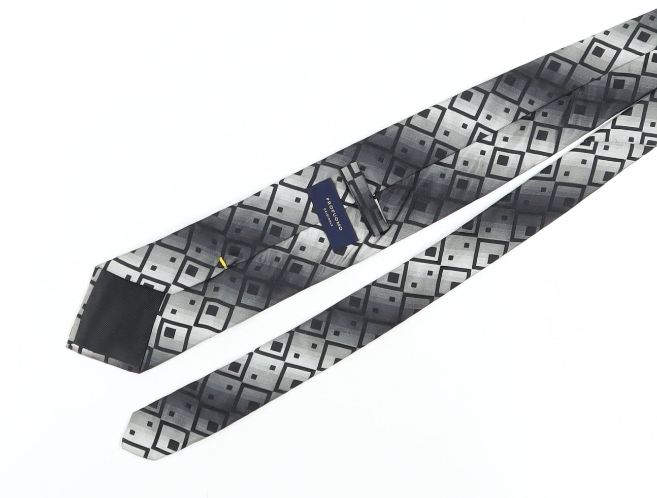 Profuomo Men's Silver Geometric Silk Tie