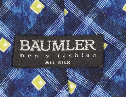 Mens Baumler Blue Plaids & Checks 100% Silk  Tie