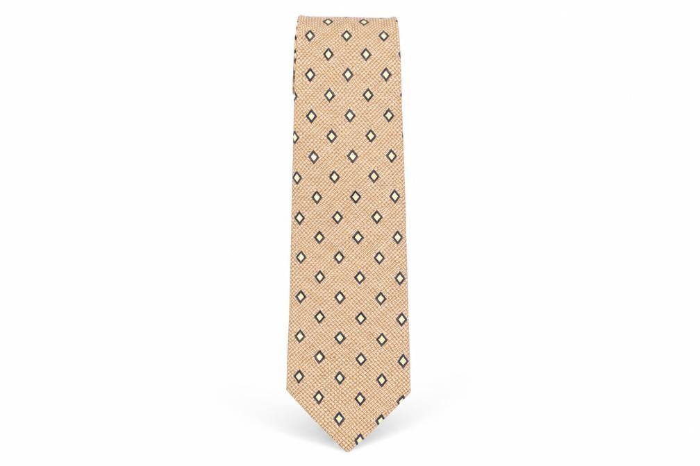 Mens Fox & Chave Bronze Geometric 100% Silk  Tie