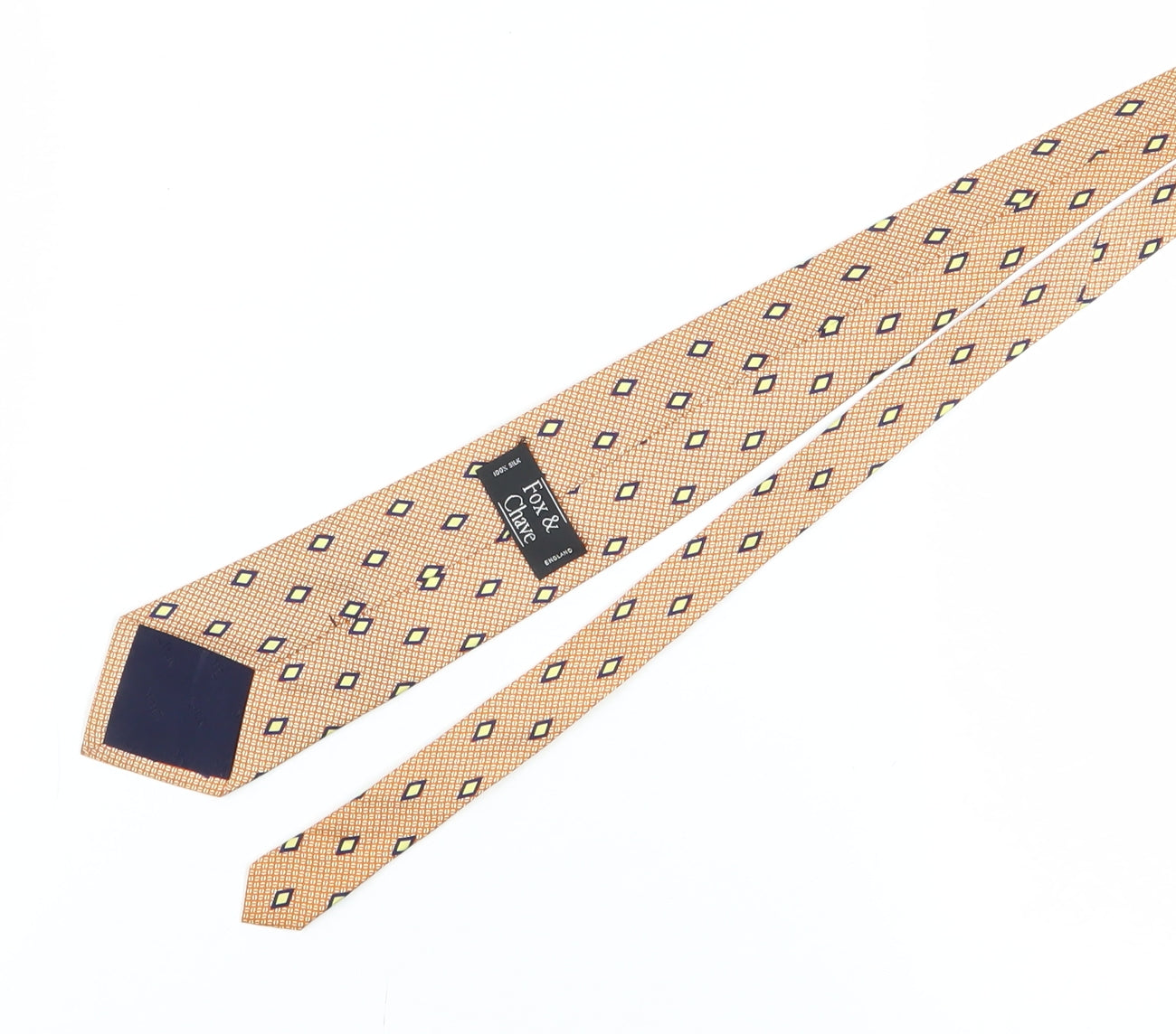 Mens Fox & Chave Bronze Geometric 100% Silk  Tie