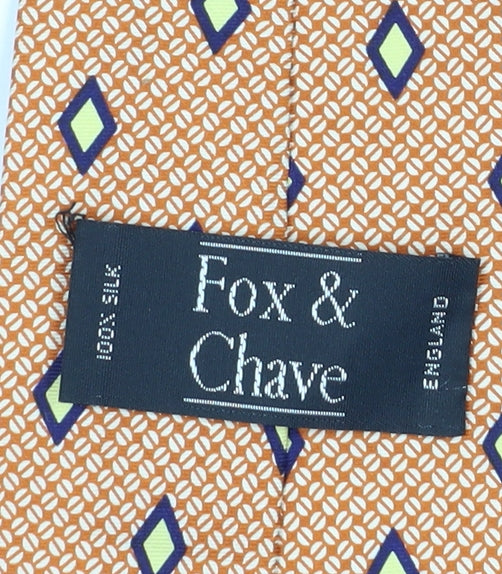 Mens Fox & Chave Bronze Geometric 100% Silk  Tie