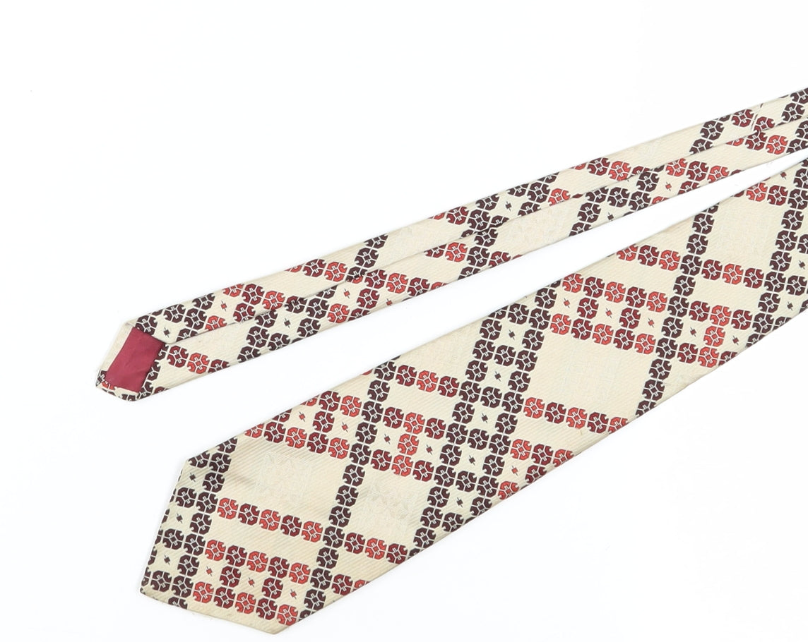 Lady Ames Men's Beige Geometric Polyester Tie