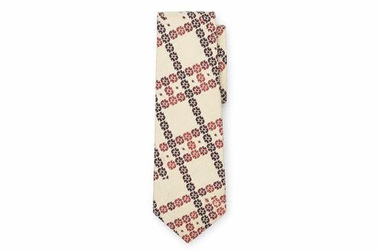 Lady Ames Men's Beige Geometric Polyester Tie