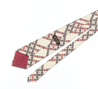 Lady Ames Men's Beige Geometric Polyester Tie