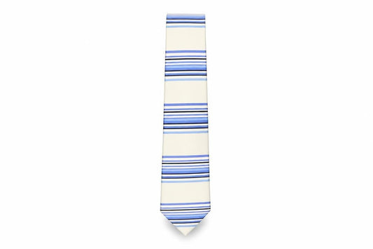 Mens Ports of Call Jeff Banks Blue Striped 100% Silk  Tie
