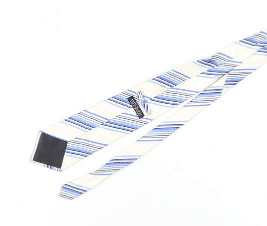 Ports of Call Jeff Banks Men's Blue Striped Silk Tie One Size