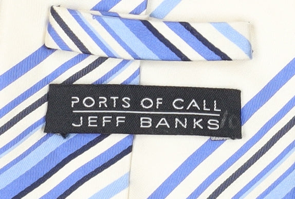 Ports of Call Jeff Banks Men's Blue Striped Silk Tie One Size