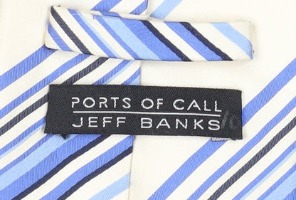 Ports of Call Jeff Banks Men's Blue Striped Silk Tie One Size