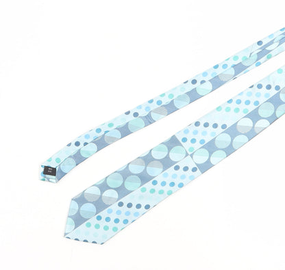 Jane T Exclusive Men's Blue Polka Dot Silk Tie, Handmade