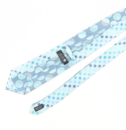 Jane T Exclusive Men's Blue Polka Dot Silk Tie, Handmade