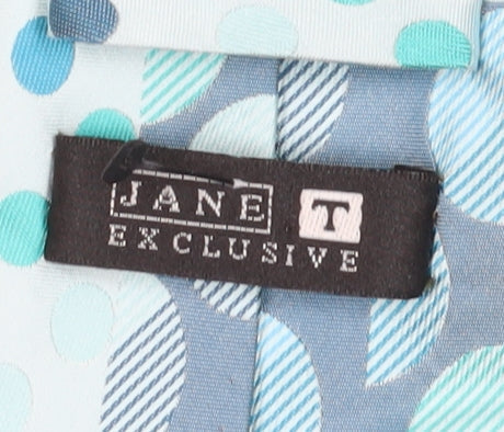 Jane T Exclusive Men's Blue Polka Dot Silk Tie, Handmade