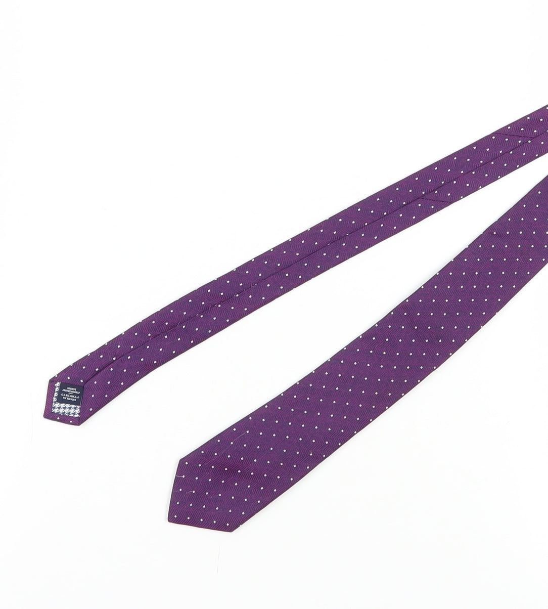 Mens Charles Tyrwhitt Purple Polka Dot 100% Silk Slim Tie
