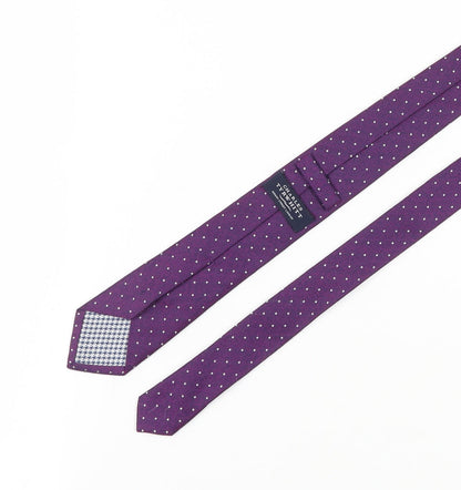 Mens Charles Tyrwhitt Purple Polka Dot 100% Silk Slim Tie