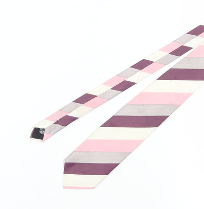 Hugo Boss Men's Purple Pink Striped Silk Slim Tie
