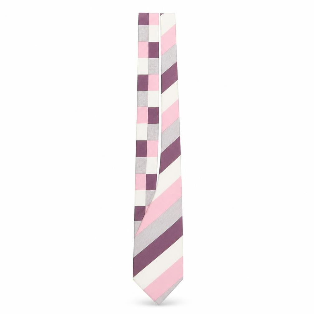Mens HUGO BOSS Multicoloured Striped 100% Silk Slim Tie