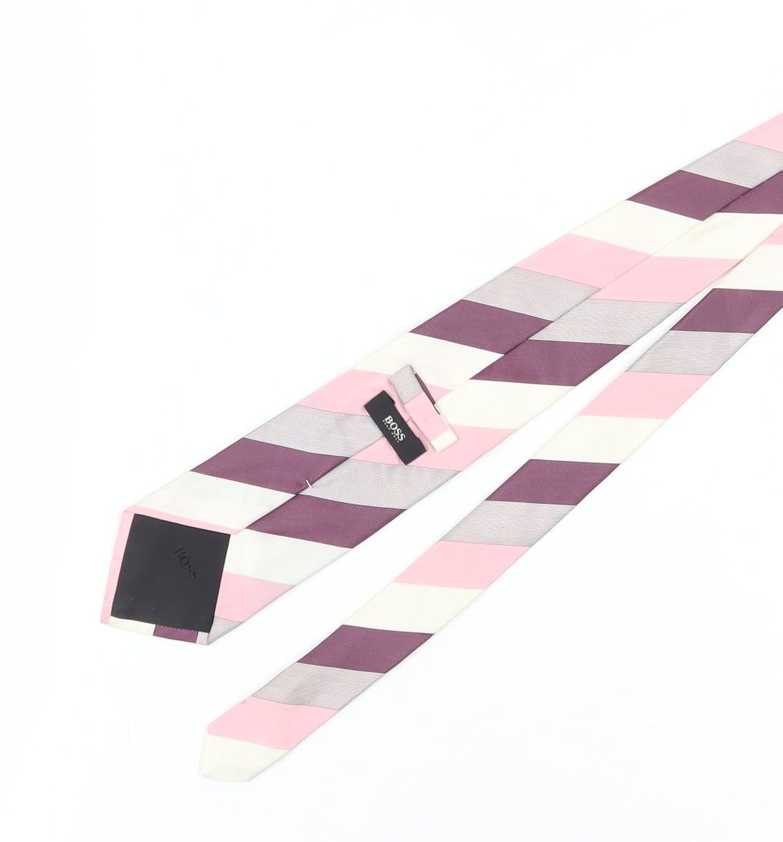 Hugo Boss Men's Purple Pink Striped Silk Slim Tie