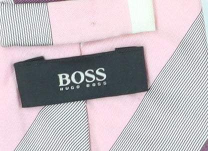 Hugo Boss Men's Purple Pink Striped Silk Slim Tie