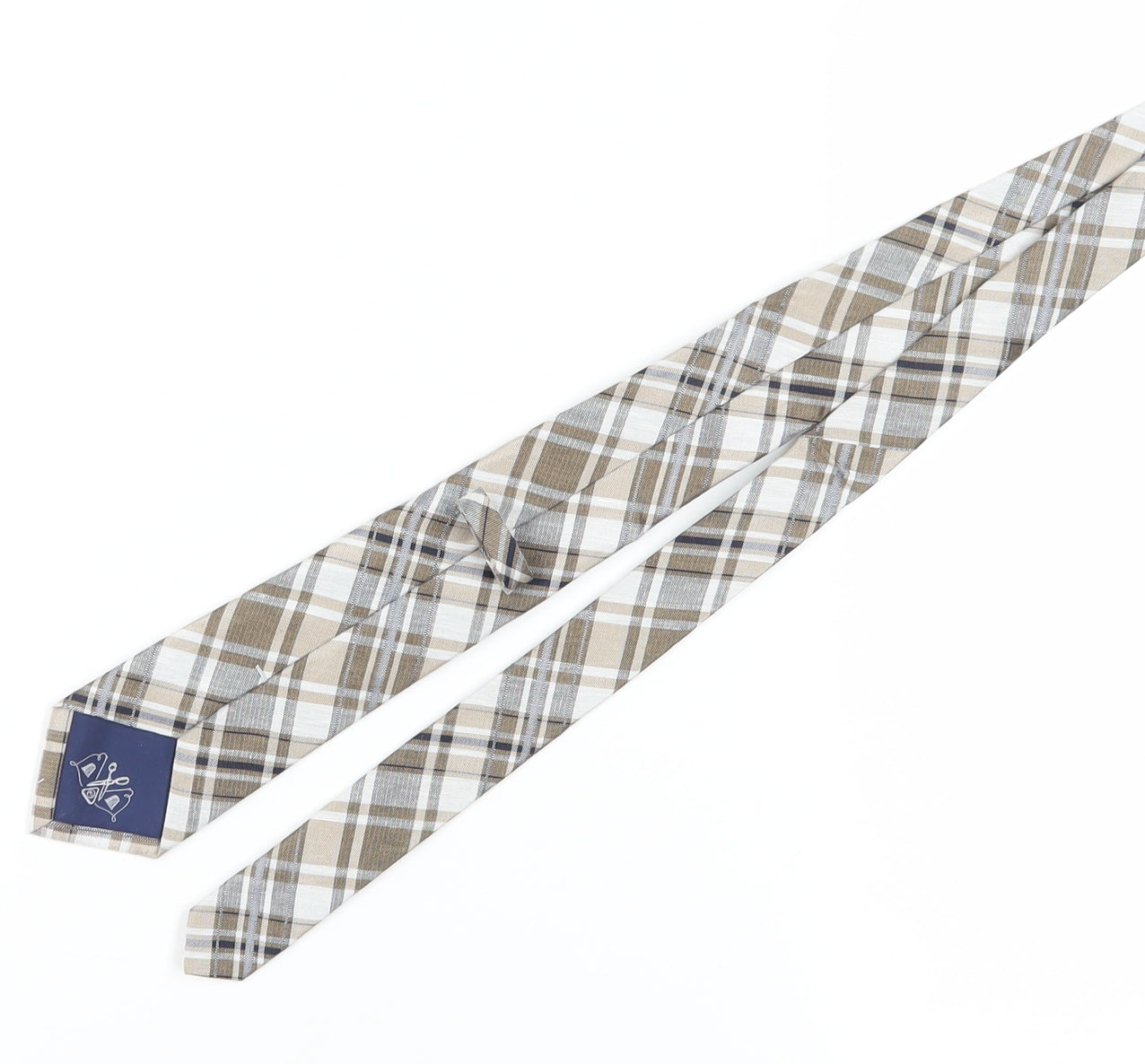 Marks and Spencer Men’s Beige Plaid Silk-Linen Tie