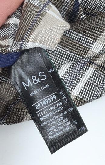 Marks and Spencer Men’s Beige Plaid Silk-Linen Tie