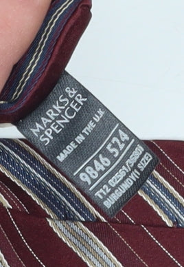 Marks and Spencer Men's Red Striped Silk Tie
