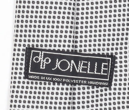 Jonelle Men's Black Geometric Slim Tie, Vintage Polyester