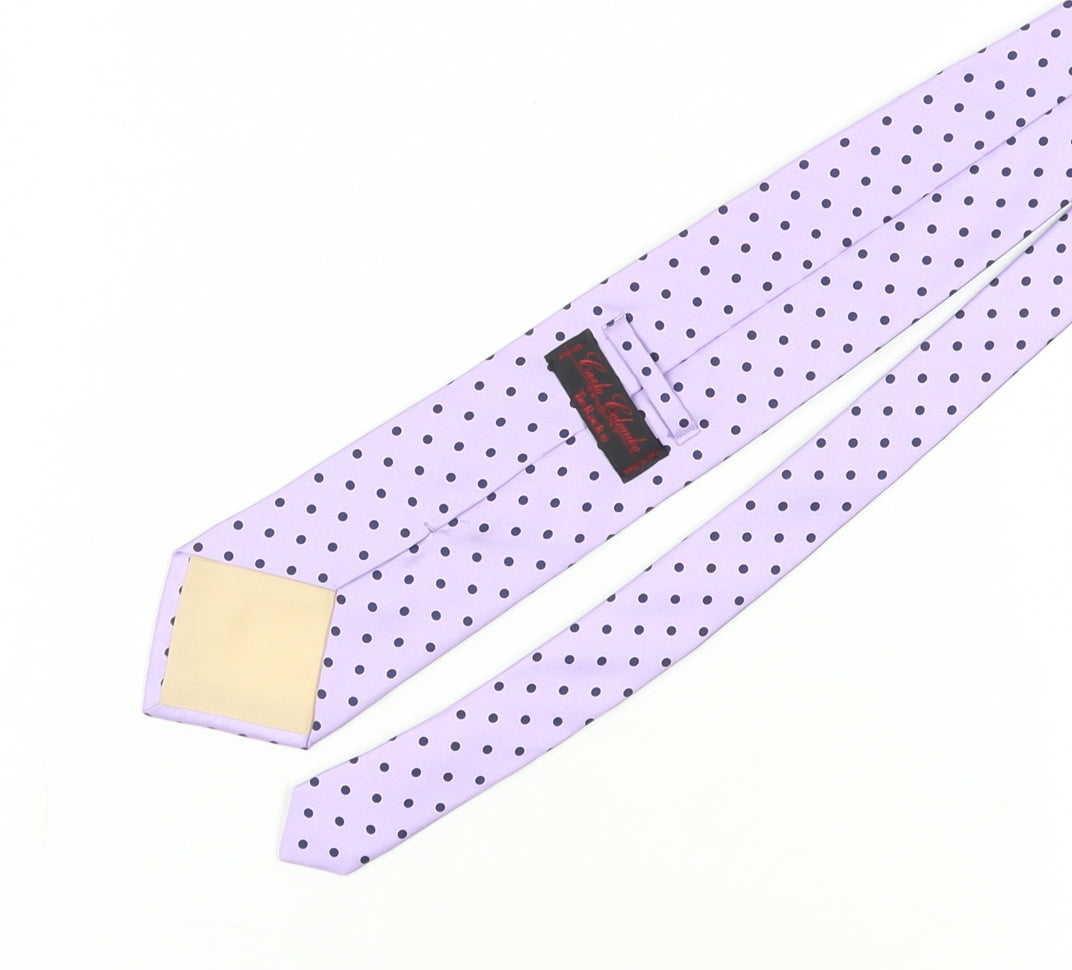 Mens Carlo Colombo Purple Polka Dot 100% Silk  Tie