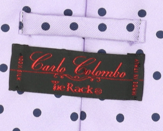 Mens Carlo Colombo Purple Polka Dot 100% Silk  Tie