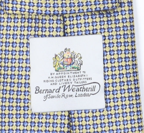 Bernard Weatherill Houndstooth Silk Tie, Men's Blue Beige