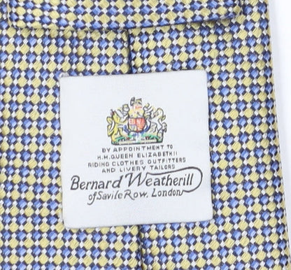 Bernard Weatherill Houndstooth Silk Tie, Men's Blue Beige