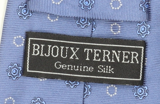 Mens Bijoux Terner Blue Geometric 100% Silk  Tie