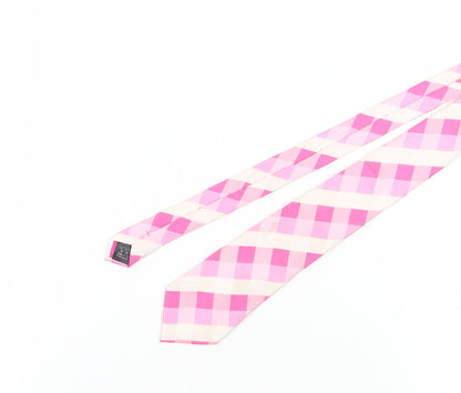 Next Men's Pink Plaid Polyester Tie