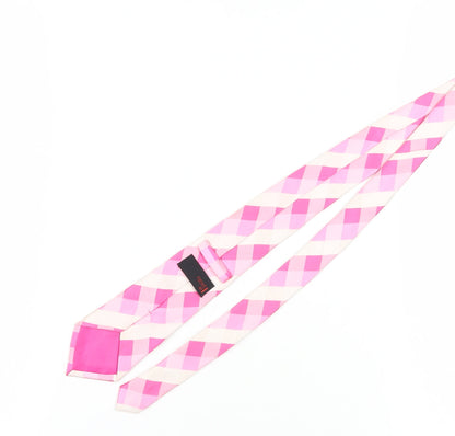 Next Men's Pink Plaid Polyester Tie